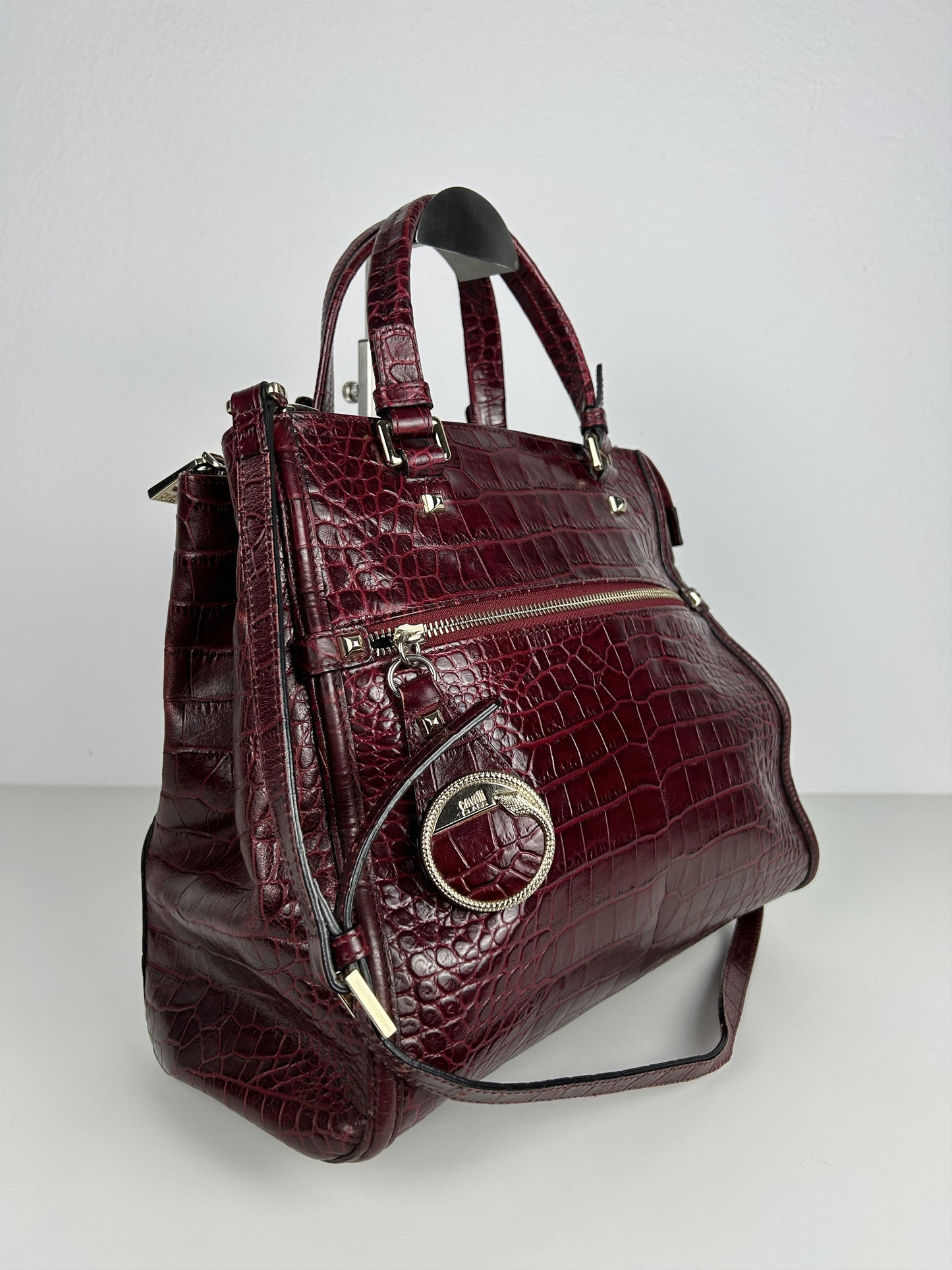 Vintage Y2k Cavalli class embossed leather handbag