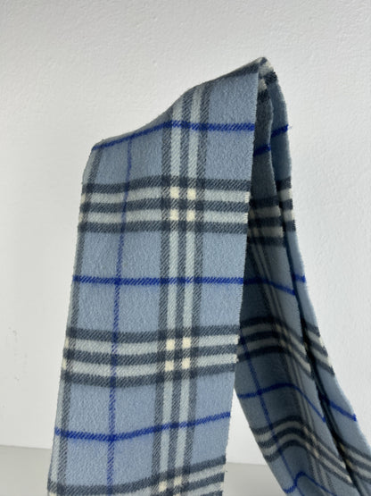 Vintage Burberry baby blue nova check wool scarf