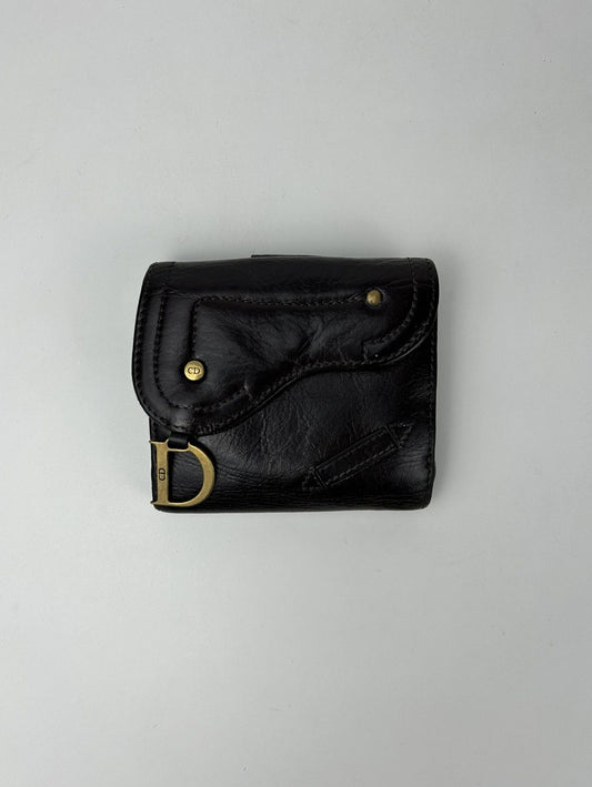 Dior saddle leather trifold wallet