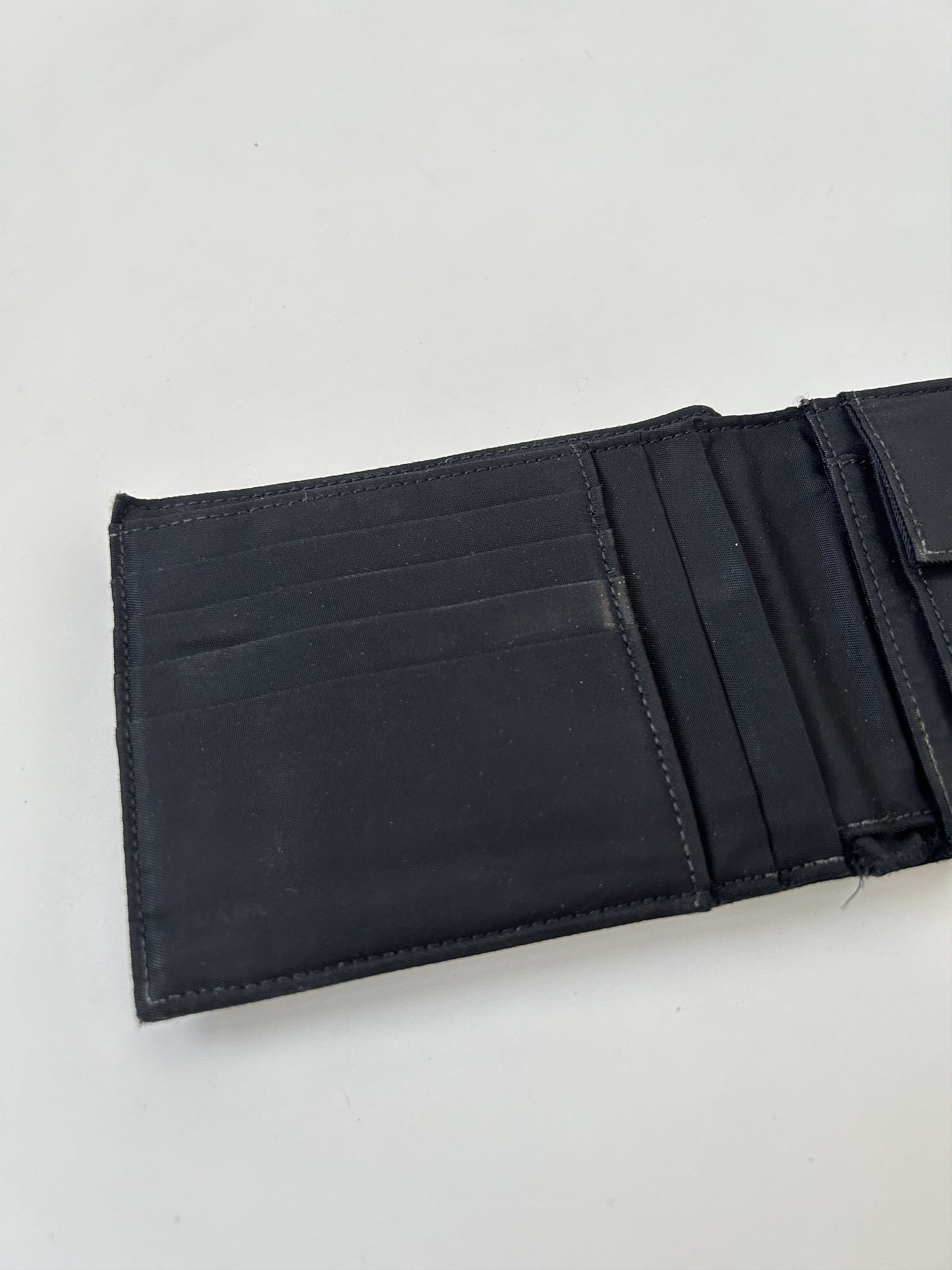 Prada triangle logo nylon bifold wallet