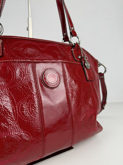 Coach signature patent leather tote bag