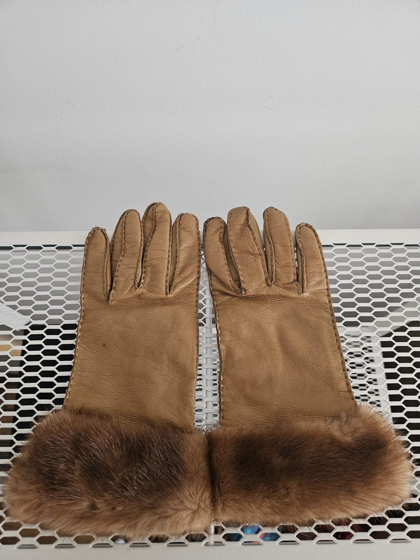 Prada lambskin and mink fur gloves