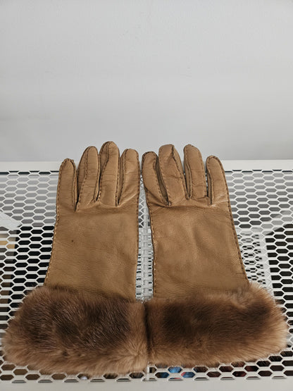 Prada lambskin and mink fur gloves