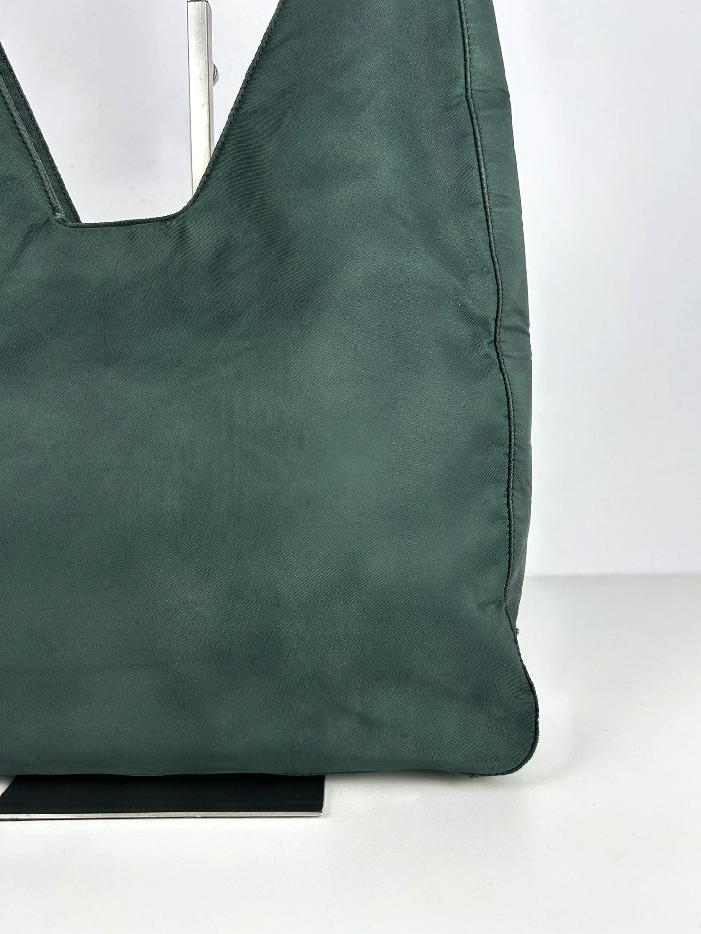 Vintage 90s Prada nylon triangle logo hobo handbag