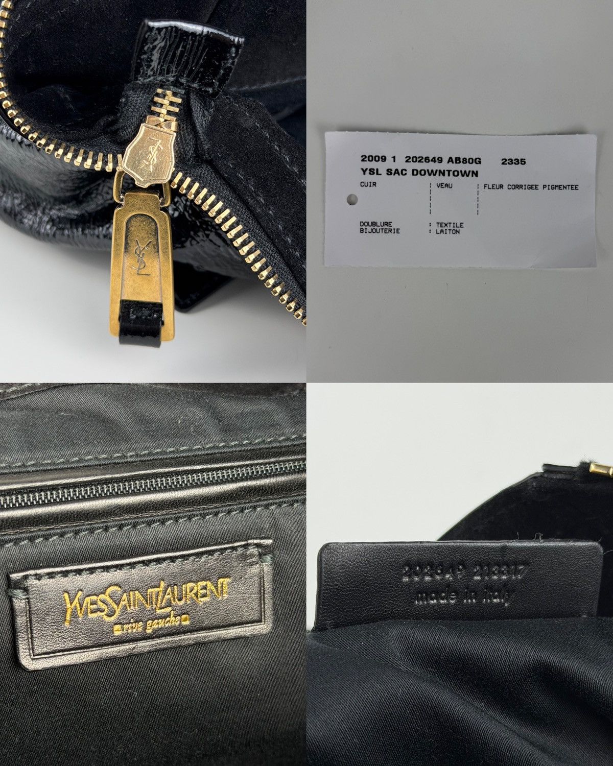 SS2009 YSL Rive Gauche sac downtown patent leather tote bag