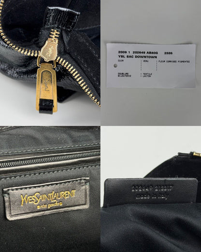 SS2009 YSL Rive Gauche sac downtown patent leather tote bag
