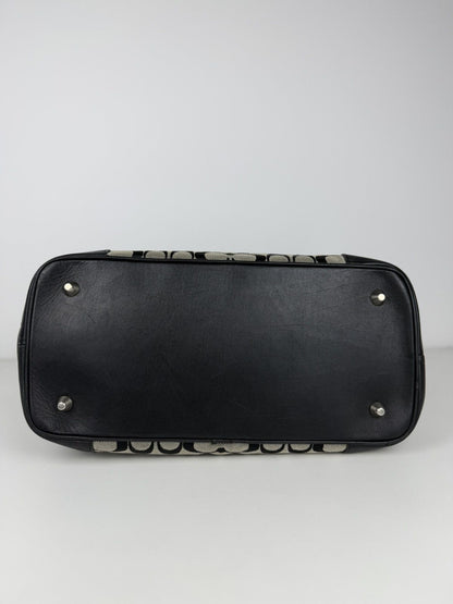 Coach signature leather and canvas tote bag