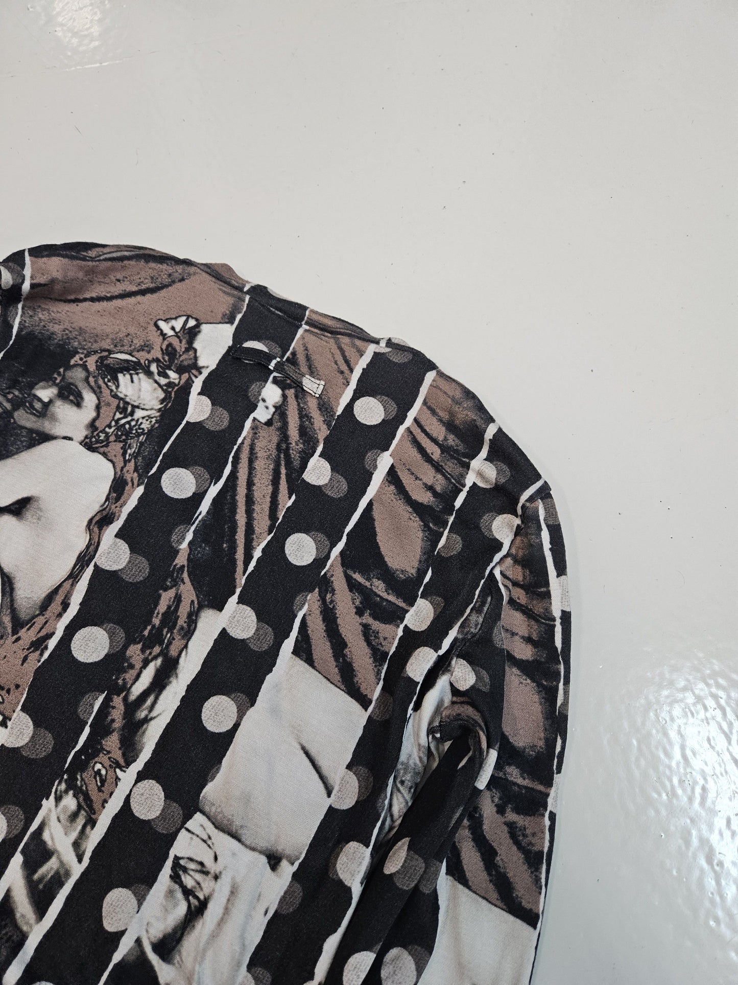 Jean Paul Gaultier reneissance woman & polka dot cardigan