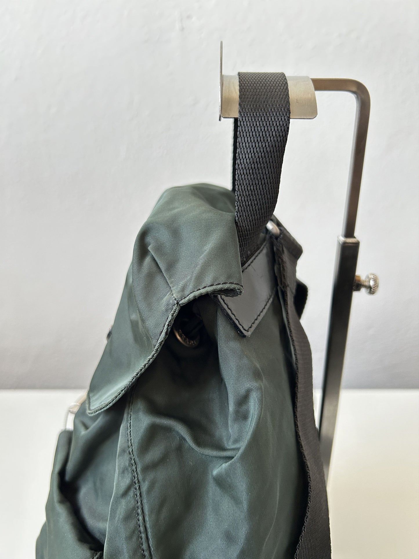 Vintage 90s Prada nylon triangle logo small cargo backpack