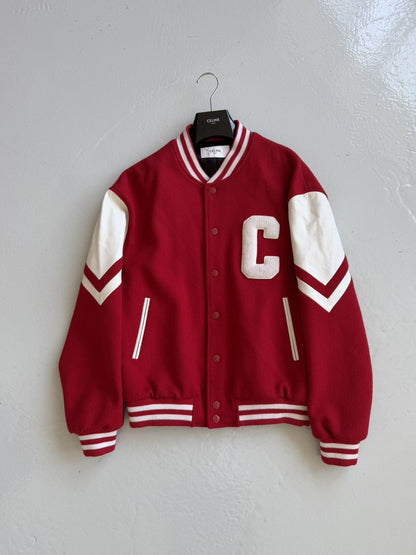 Celine Jackson C patch teddy varsity jacket