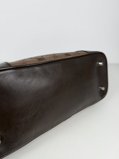 Coach Hamptons leather and canvas signature tote
