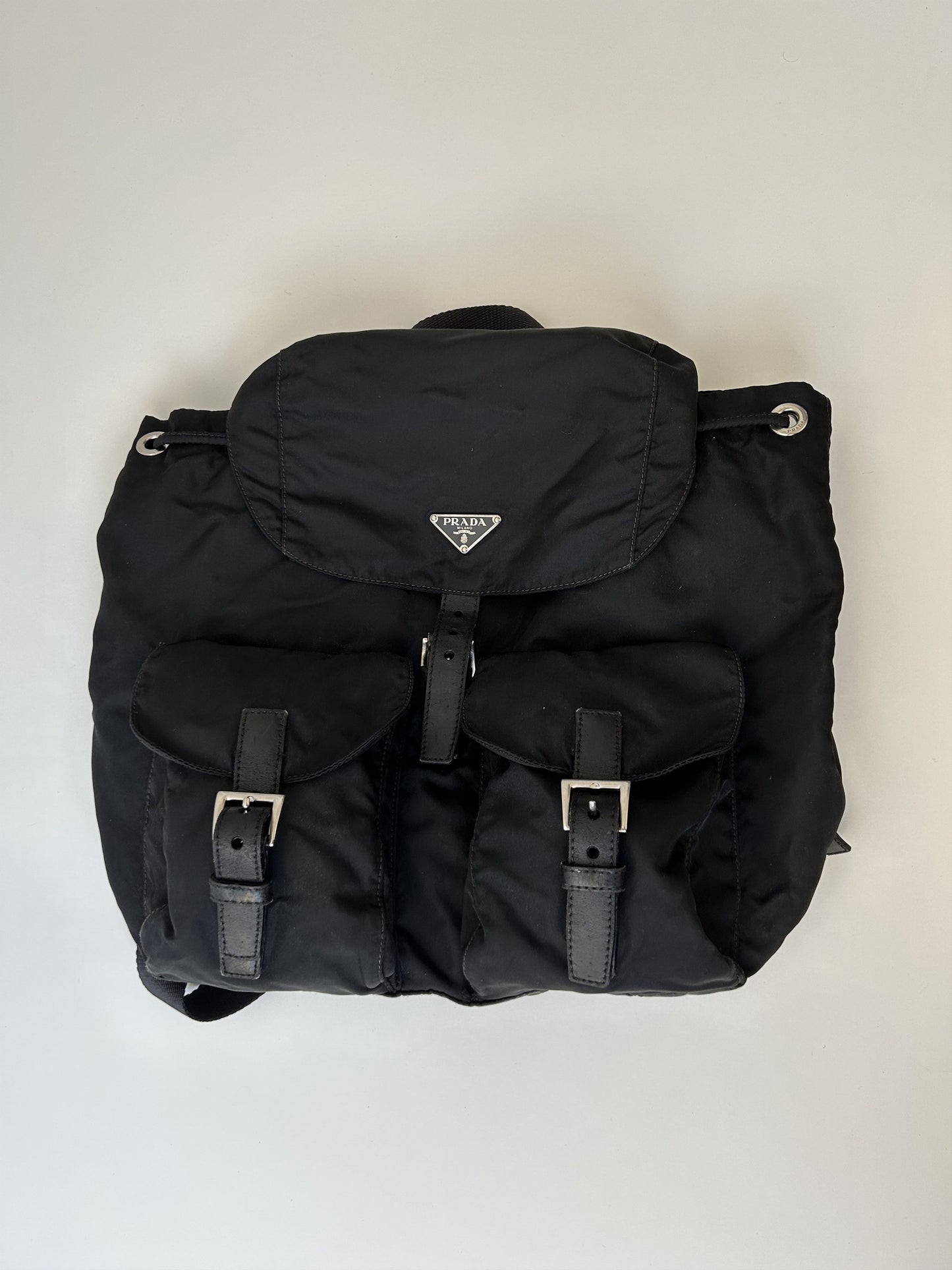 Prada nylon triangle logo cargo backpack