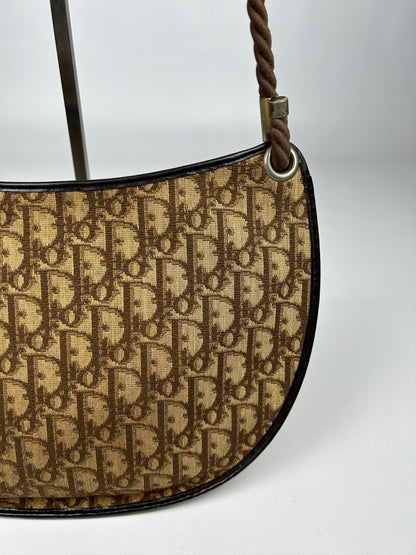 Vintage 80s Dior trotter oblique monogram rope shoulder bag