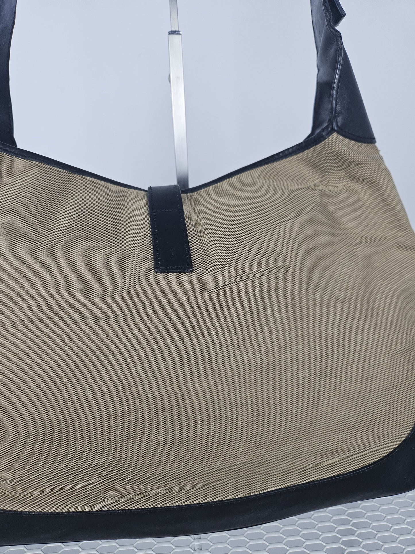Vintage y2k Gucci Jackie canvas and leather hobo handbag