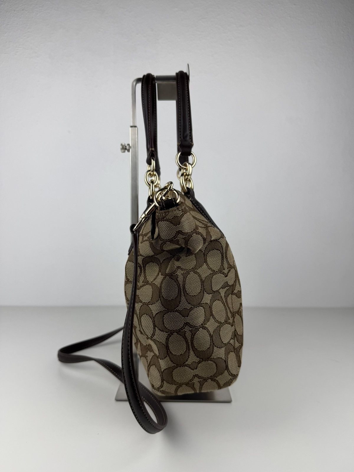 Coach signature jacquard and leather small kelsey satchel