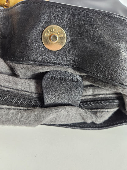 Vintage 80s gucci bamboo top handle calf leather handbag