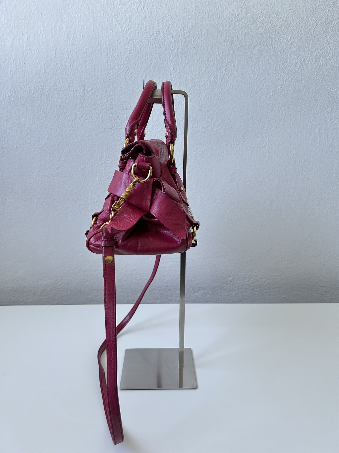 Vintage y2k miu miu vitello bow bag in pink