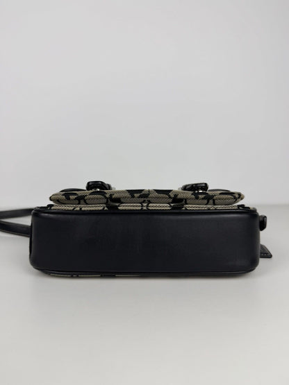 Coach signature leather and canvas shoulder/ crossbody bag