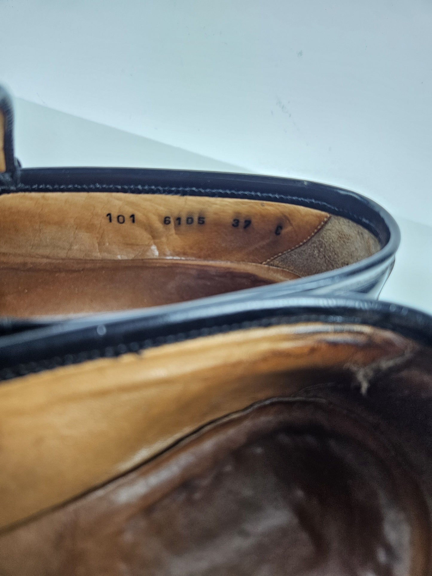 Vintage Gucci notched sole patent leather horsebit loafers