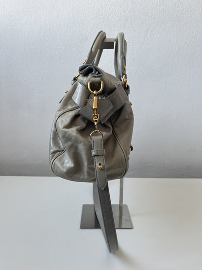 Miu miu vitello bow bag in blueish gray