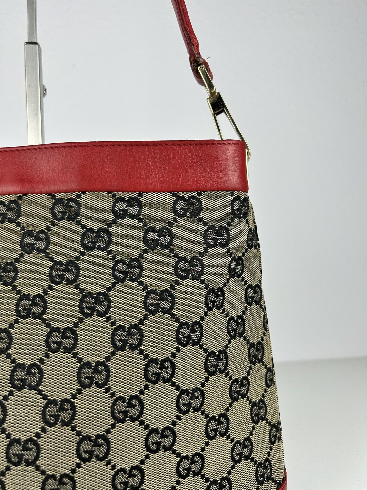 Vintage y2k Gucci monogram canvas and leather shoulder bag