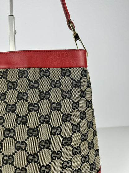 Vintage y2k Gucci monogram canvas and leather shoulder bag