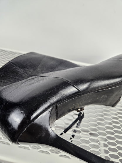 Miu Miu stiletto high heel ankle boots notched sole