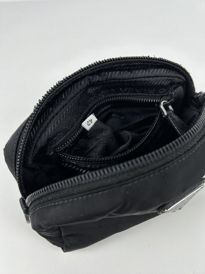 Prada nylon triangle logo mini pouch