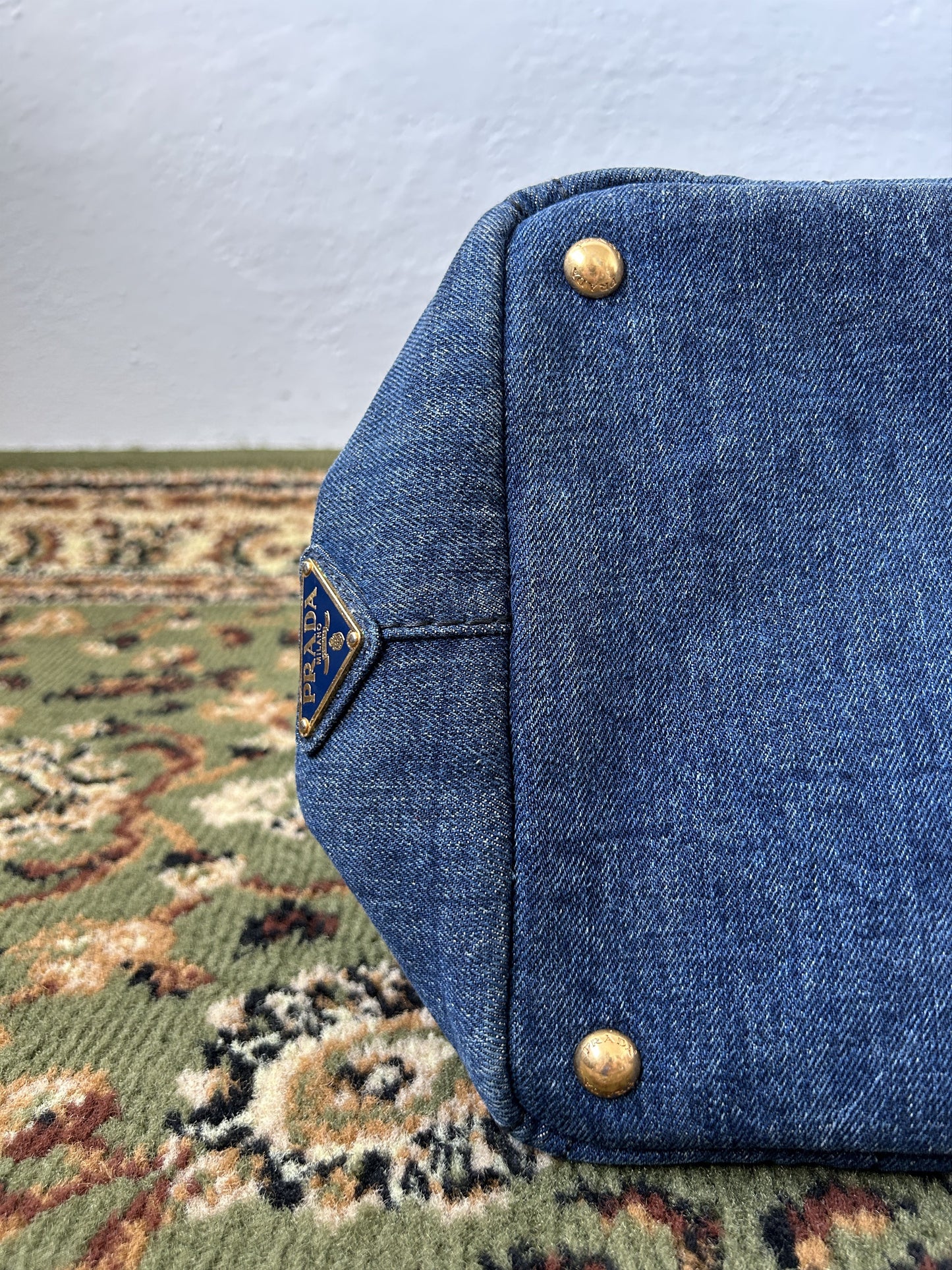 Prada Canapa denim handbag large size