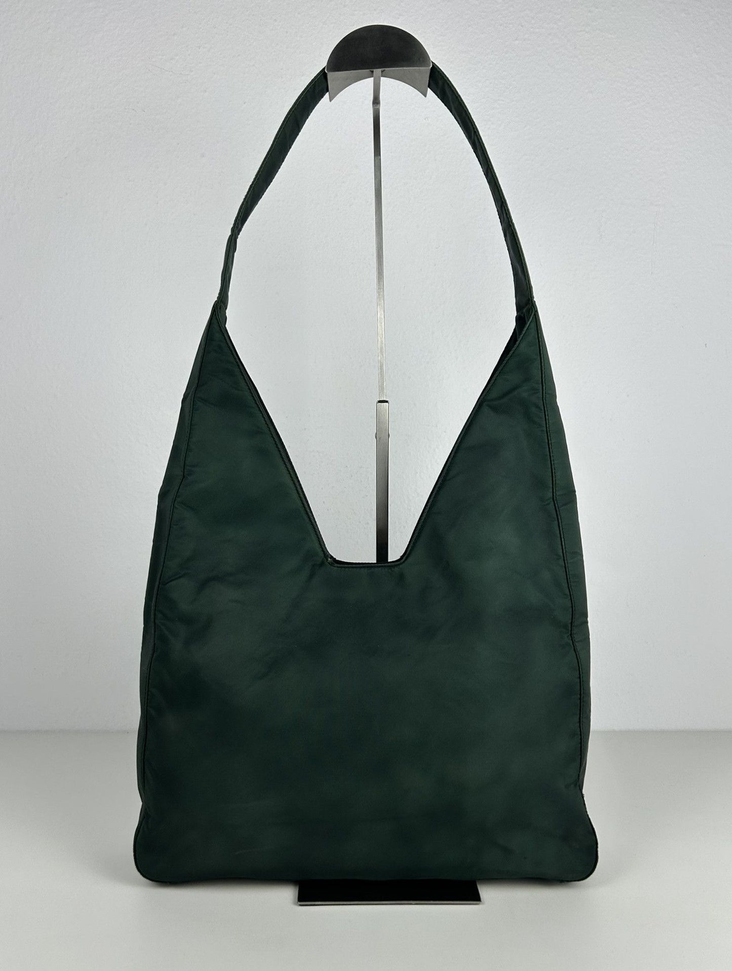 Vintage 90s Prada nylon triangle logo hobo handbag