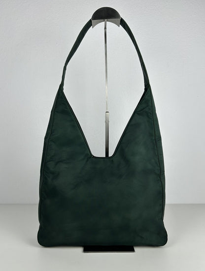 Vintage 90s Prada nylon triangle logo hobo handbag