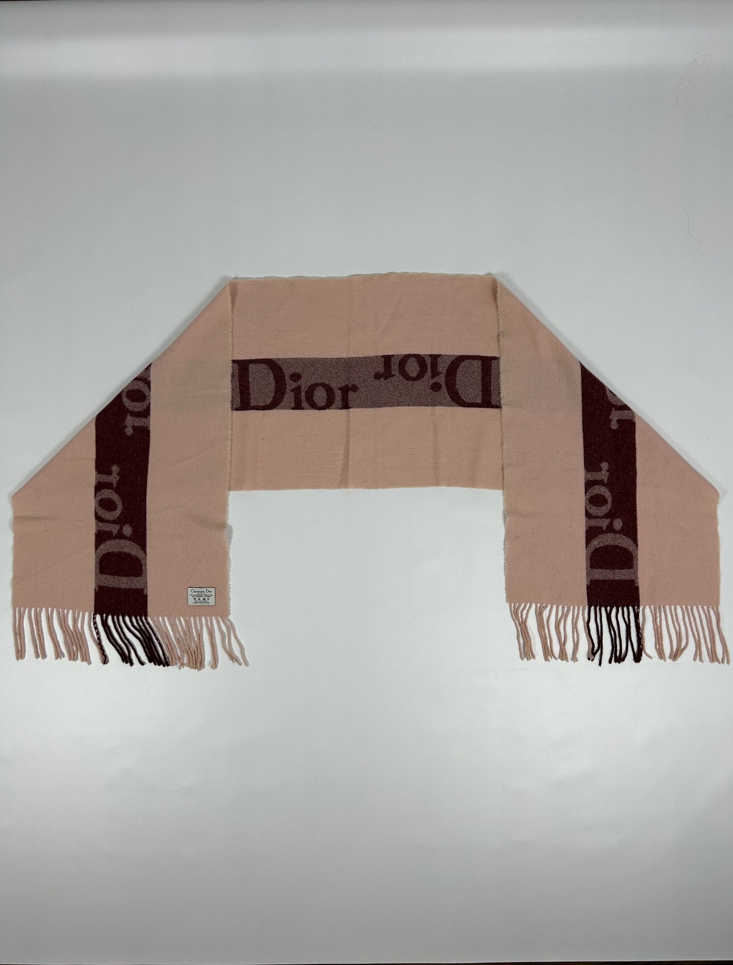 Vintage Dior big logo merino wool and cashmere scarf