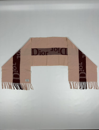 Vintage Dior big logo merino wool and cashmere scarf