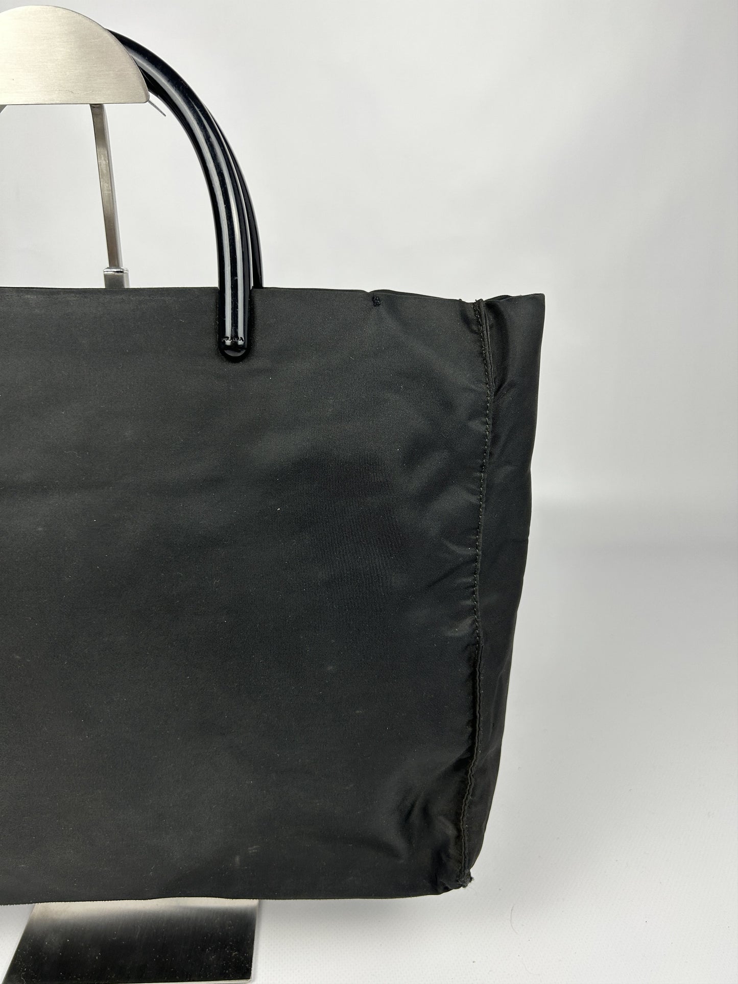 Vintage y2k prada nylon triangle logo plastic handle bag