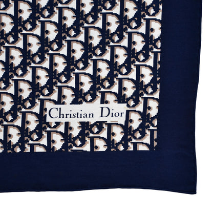Vintage Dior trotter silk scarf navy & beige