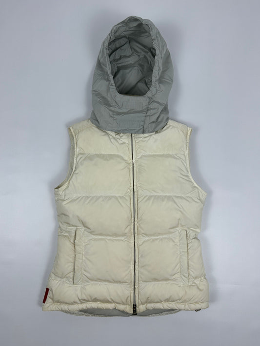 Vintage y2k archive Prada sport red tab hooded puffer vest