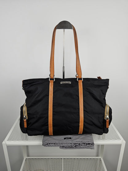 Archive miu miu nylon leather tote bag with cargo pockets