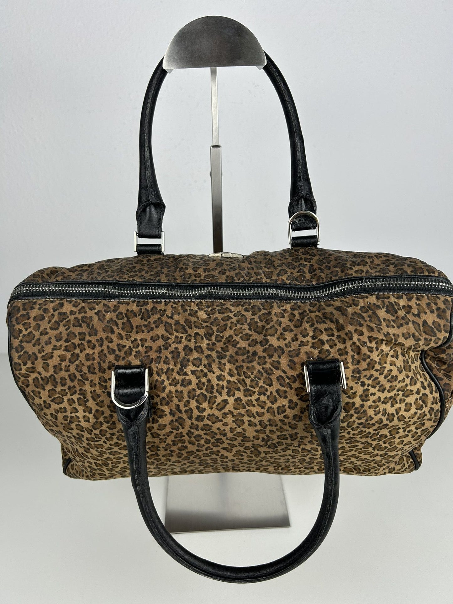 Vintage Bottega Veneta leopard print mini boston bag