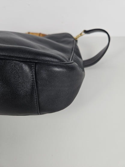 Vintage 80s gucci bamboo top handle calf leather handbag