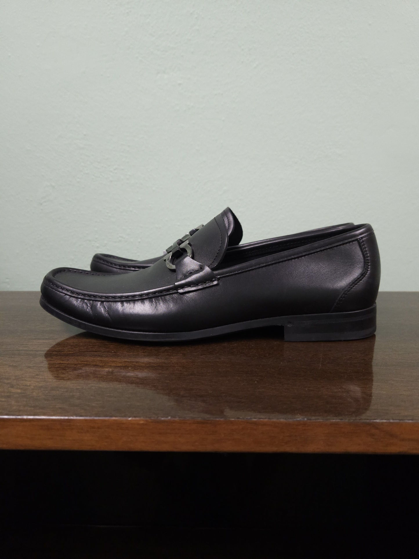 Salvatore Ferragamo gancini black leather loafers