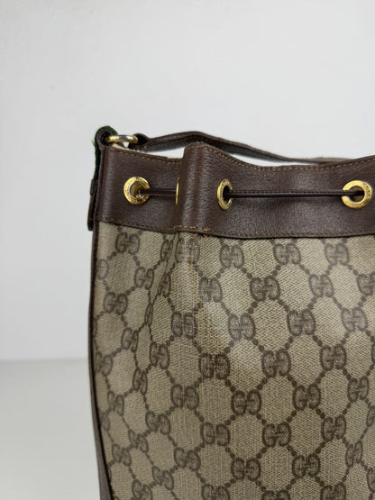 Vintage 80s Gucci monogram drawstring bucket bag