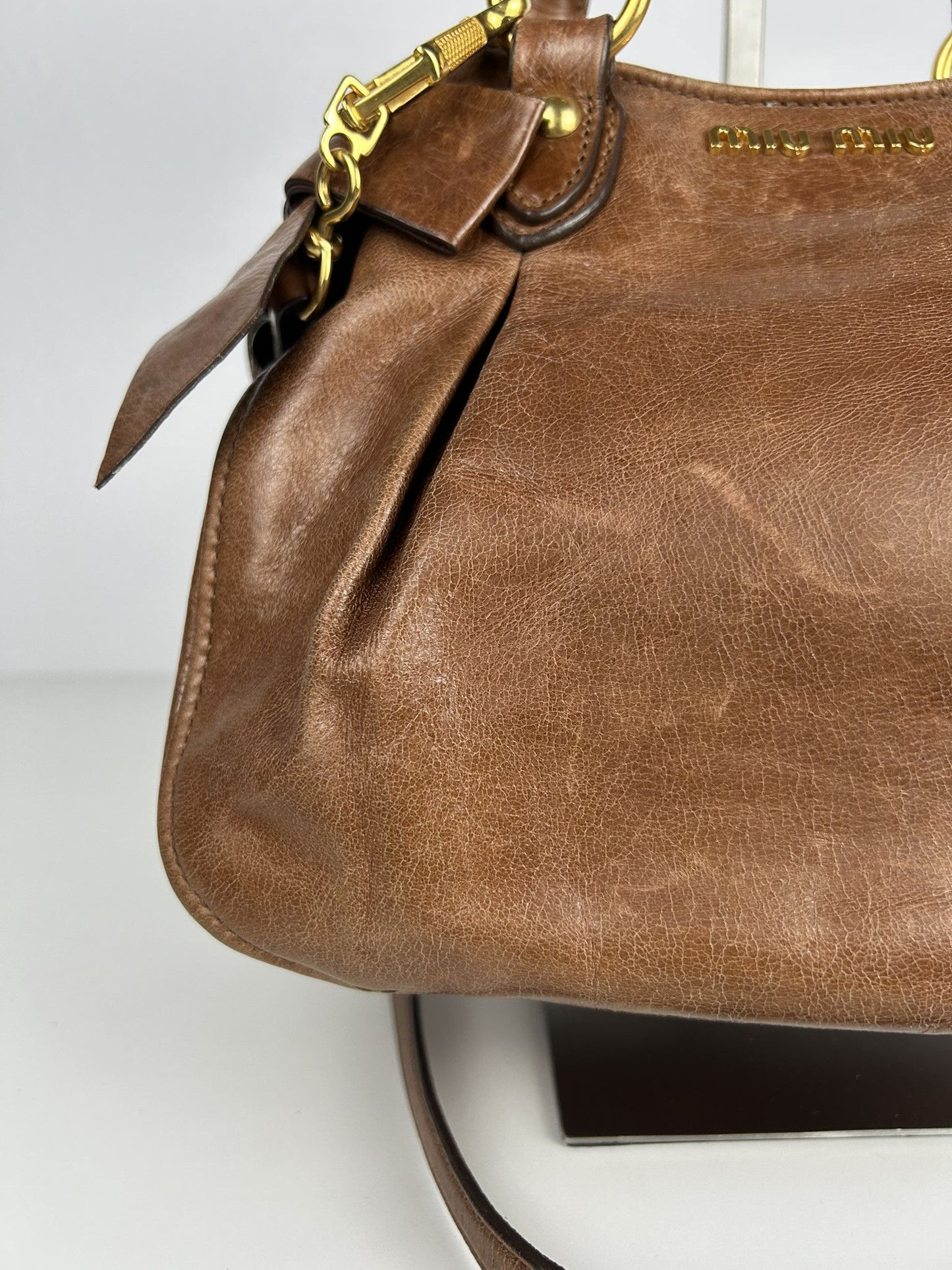 Miu miu mini bow bag in brown