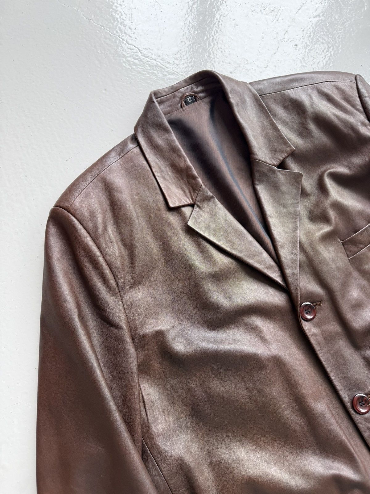 Vintage oversized calf leather blazer