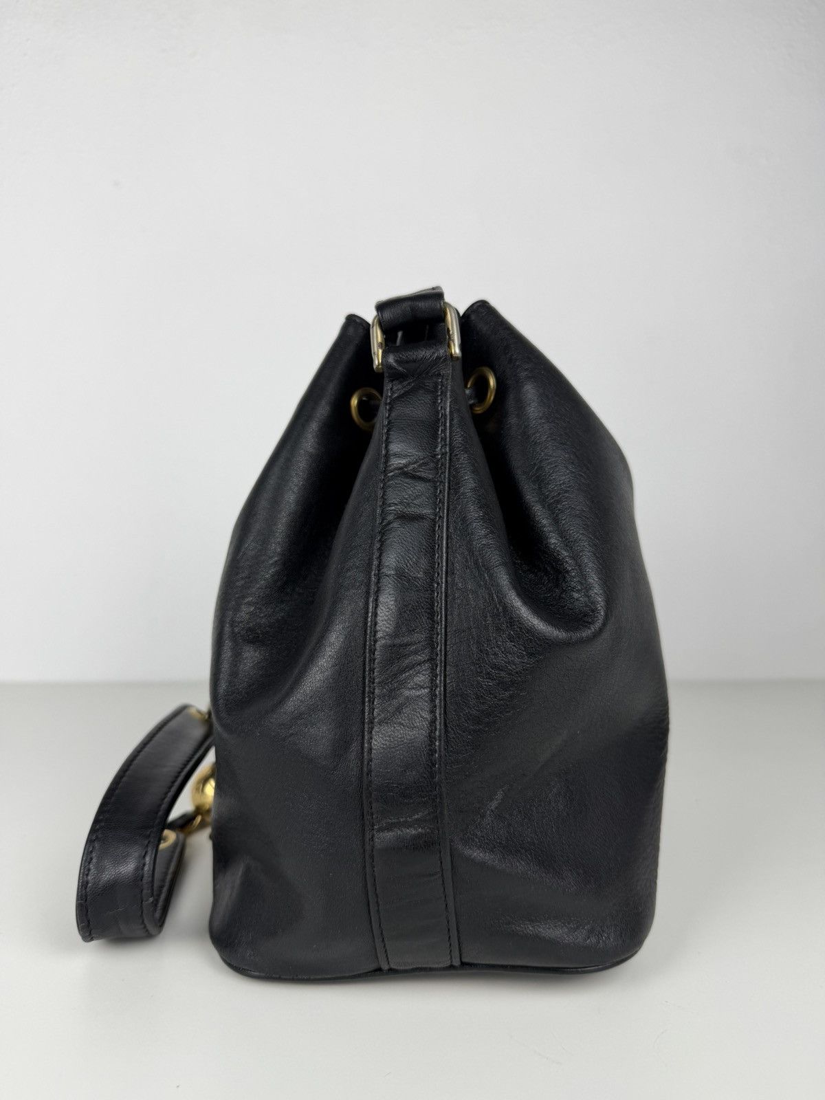 Vintage Chanel lambskin CC logo drawstring bag