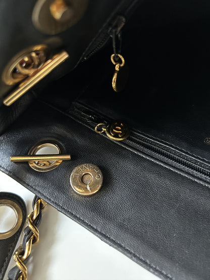 Vintage 90s chanel quilted lambskin matelasse shoulder bag