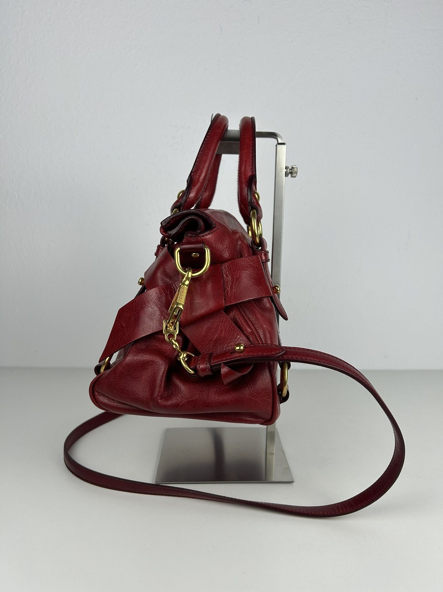 Miu miu vitello small bow bag in red