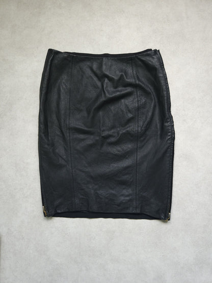 Gianni Versace Couture leather and wool zip off pencil skirt