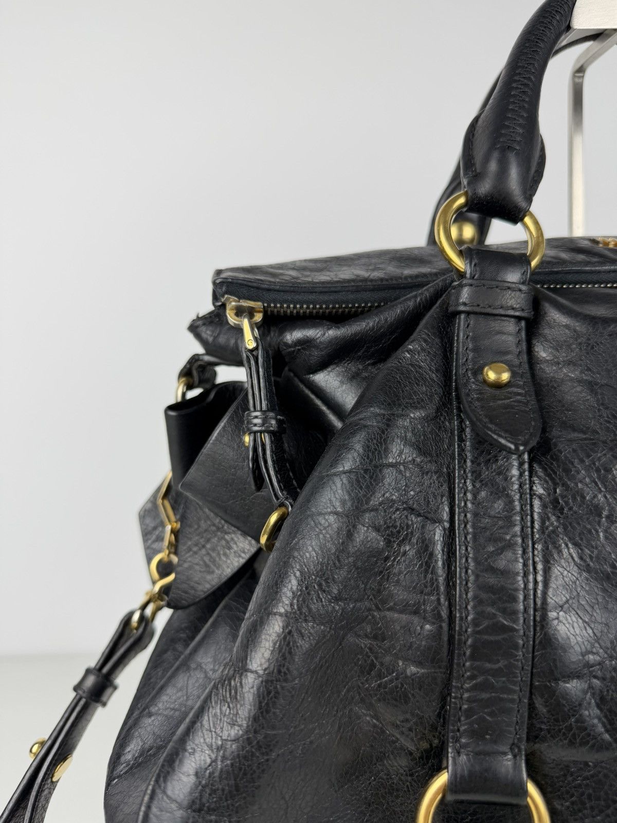 Miu miu vitello bow bag in black