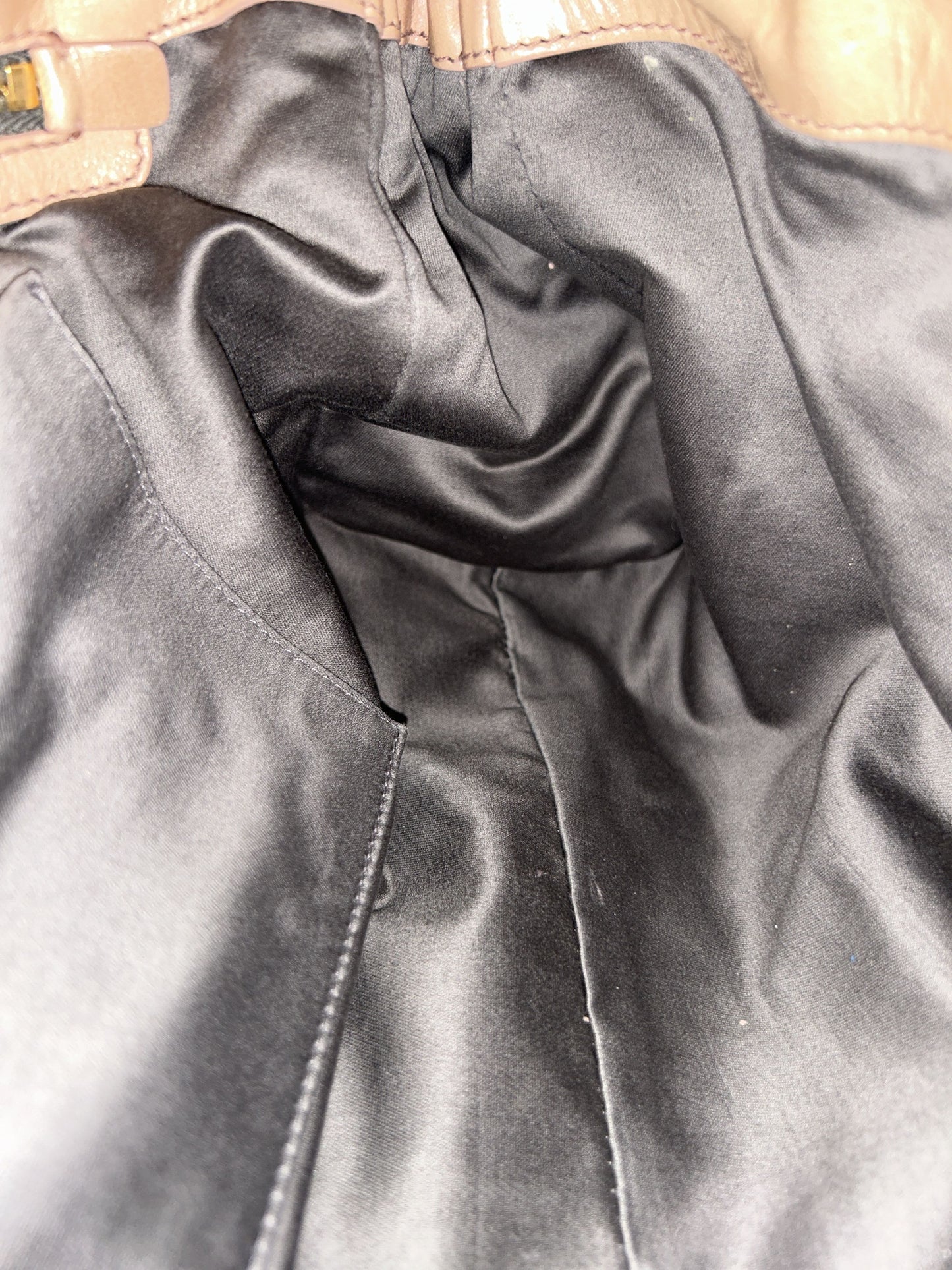 Miu miu vitello bauletto aperto gathered leather handbag
