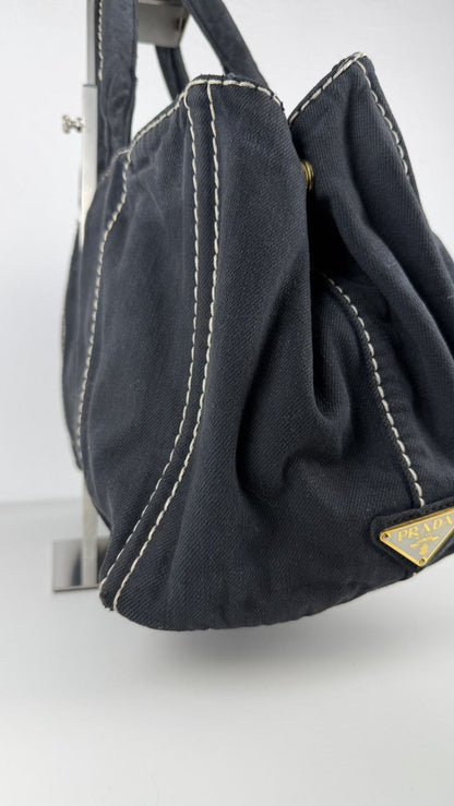 Prada canapa large canvas tote bag